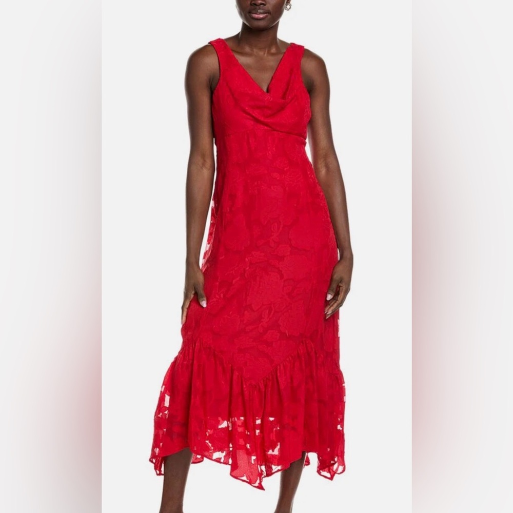Taylor Red Floral Burnout Maxi Dress